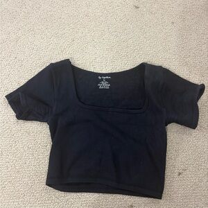 By Together Elegant Black Square Neck Crop Top